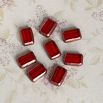 B級品【12x8㍉ 8個】長方形チェコビーズ＊レッド＆カッパー＊赤＊レクタングル＊アウトレット