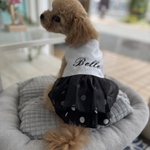 犬服　ドックウェア　小型犬　ホールターネックワンピース　ホワイト　白　ネーム　刺繍　オーダー