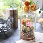 プリザーブドフラワー✳︎お花を瓶に閉じ込めて🫙ミルフィーユ・オレンジ(受注制作)【敬老の日＊フラワーギフト✳︎母の日✳︎お誕生日・ペットお供え】受注制作