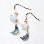 【再販】✨天然石✨フローライト×ムーンストーンのピアス　イヤリング