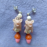 vintagetoffee　豚　ブタ　pig ブタに真珠　どんぐり　Acorns　アメリカヴィンテージ　ヴィンテージ　アンティーク　イヤリング　ピアス　