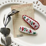 ⋮ 刺繍 ⋮ お花の刺繍のぱっちんピン ヘアピン キッズヘアピン ベビーヘアピン 赤ちゃんピン ベビー お祝い 出産祝い プレゼント 誕生日 チェック 刺繍ヘアピン 刺繍アクセサリー 韓国