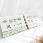 "刺繍命名書"　手刺繍×リバティで紡ぐ世界に一つだけの贈り物／命名刺繍／バースボード／出産祝い