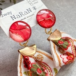955≫アルコールインクアート【nara】2wayインド刺繍リボンタッセルピアス