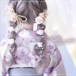 再々..入荷*ガーリーフルールシュフティ*　ヘアアクセサリー　髪飾り　結婚式　ウェディング　成人式　振袖　卒業式　袴　七五三　浴衣　着物　紫陽花　アジサイ　リボン　オフ ホワイト　プリザーブドフラワー