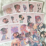 【コンプセット Potiron×unichoco コラボ 5-5】   kimono girl  コンプリート12枚セット  着物 和柄 素材 人物素材 ステッカー 人物ステッカー コラージュ