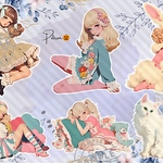 【コラージュシート A Potiron×unichoco コラボ 5-7】   vintage girl 素材 シンプル素材 写真用紙 人物素材 ステッカー 人物ステッカー コラージュ