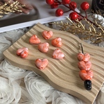 マーブルハートビーズ　オレンジ　16mm 10個