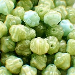 【10コセット】#czech beads#チェコビーズ　cathédrale lantern 5㍉ irregular mable jade green mix