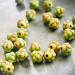 【10コセット】#czech beads#チェコビーズ　cathédrale lantern5㍉ green picasso/red