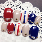 RUNA♪ボルドーネイビーストライプネイルチップ
