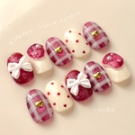 ネイルチップ　ギンガムチェック🍒