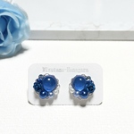 青い薔薇とカボションのピアス