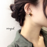 べっ甲スクエアピアス＊パールキャッチ付き