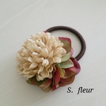 秋色マムと紫陽花のヘアゴム♪