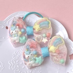 パステルユニコーン ゆめかわ オーガンジーリボン ヘアゴム キッズ  2個セット