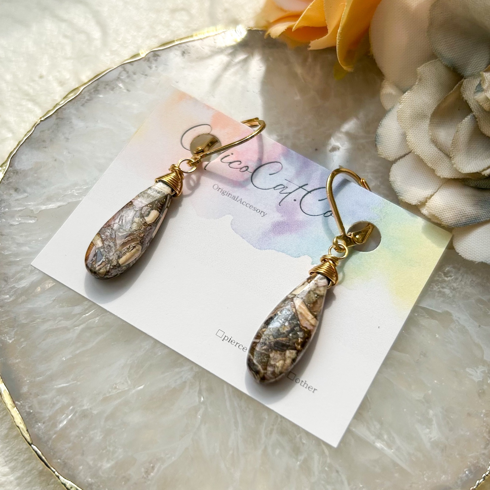3☆8◆ラピスラズリコッパー アメリカンピアス✧14kgf Kyoto Opal MINI L 京都オパール 【ピアス/イヤリング