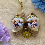 大人可愛いリボン☆シーズー☆夏☆ひまわり☆犬☆キーホルダー☆ストラップ☆お花チャーム付☆お散歩カバン
