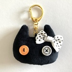 リボン猫さんのふんわりキーホルダー＊黒猫