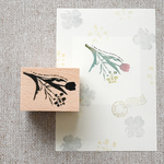 チューリップとレースフラワーポンポンのコラージュ - Tulip and lace flower pompom collage - [ラバースタンプ]