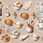 【コラージュシート C 海外素材5-24】   ベイキング Baking 調理 料理 素材 シンプル素材 写真用紙 人物素材 ステッカー 人物ステッカー コラージュ