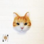 ねこブローチ 茶白猫・No.6