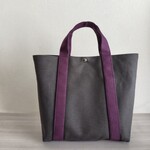 帆布トートバッグL (持ち手傾斜) チャコール×グレー 倉敷帆布 