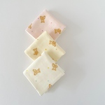 小さめハンカチ☆子どもの手にちょうど良いサイズ 〖3枚セット〗クマ♡ピンクセット　幼稚園/保育園/小学生 （日本製 綿100%ガーゼ）