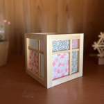 ㉚和みの灯り　キューブ型和ライト　和あそ美cube-友禅紙　桜　白地＆雲龍紙ピンク