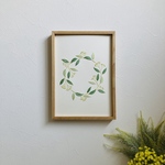 紙　刺繍　アート　ポスター　インテリア　A4 ユーカリ　ポポラス　リース　グリーン