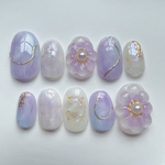 パープルネイル　ブルーネイル　梅雨ネイル　紫陽花ネイル　ニュアンスネイル　マグネットネイル　ブライダルネイル　結婚式ネイル　ウェディングネイル　成人式ネイル　卒業式ネイル