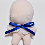 10～15cmぬい服 レース編みつけ襟 青いリボン 2本セット