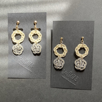 水引きピアス【環っか（金ラメ）×梅結び（ガンメタ×金ラメ）】
