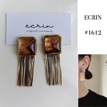 【#1612】パープル　カボション　ゴールド　チェーン　タッセル　ハンドメイド　アクセサリー　ピアス　イヤリング　大ぶり　ブライダル　結婚式　入学式　卒業式　成人式