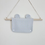 シャカシャカ楽しい♡くまみみショッピングカートカバー　チェックブルー