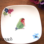コザクラインコとお花の皿　　