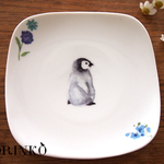 ペンギンとお花　皿　　