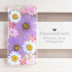 ラプンツェルカラー 秋のコスモス 押し花iPhoneケース