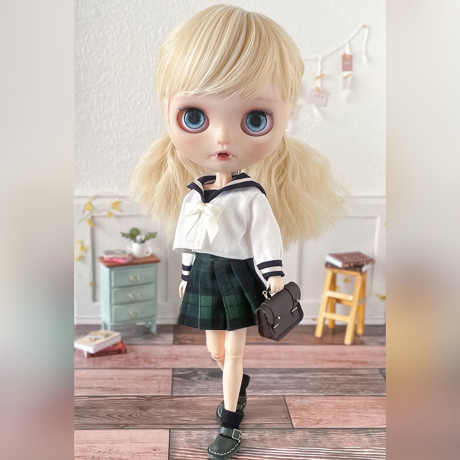 ブライスアウトフィット　作家様　チェック柄帽子付き ブライスアウトフィット 作家様 チェック柄帽子付き