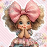 【 海外素材5-29】   Cute Little Girl pink dress 素材 シンプル素材 写真用紙 人物素材 ステッカー 人物ステッカー コラージュ
