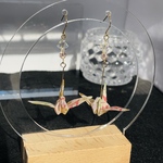 祈り鶴［華］-Pierce-/折り鶴　金箔　ハンドメイドピアス　繊細　和モダン　和風　日本美　シンプル　