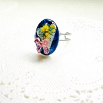 かすみ草の小さな花束 レジン リング