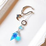 月刻の耳飾り/U字イヤーフック【color.アクアマリン】片耳用/金具:シルバー
