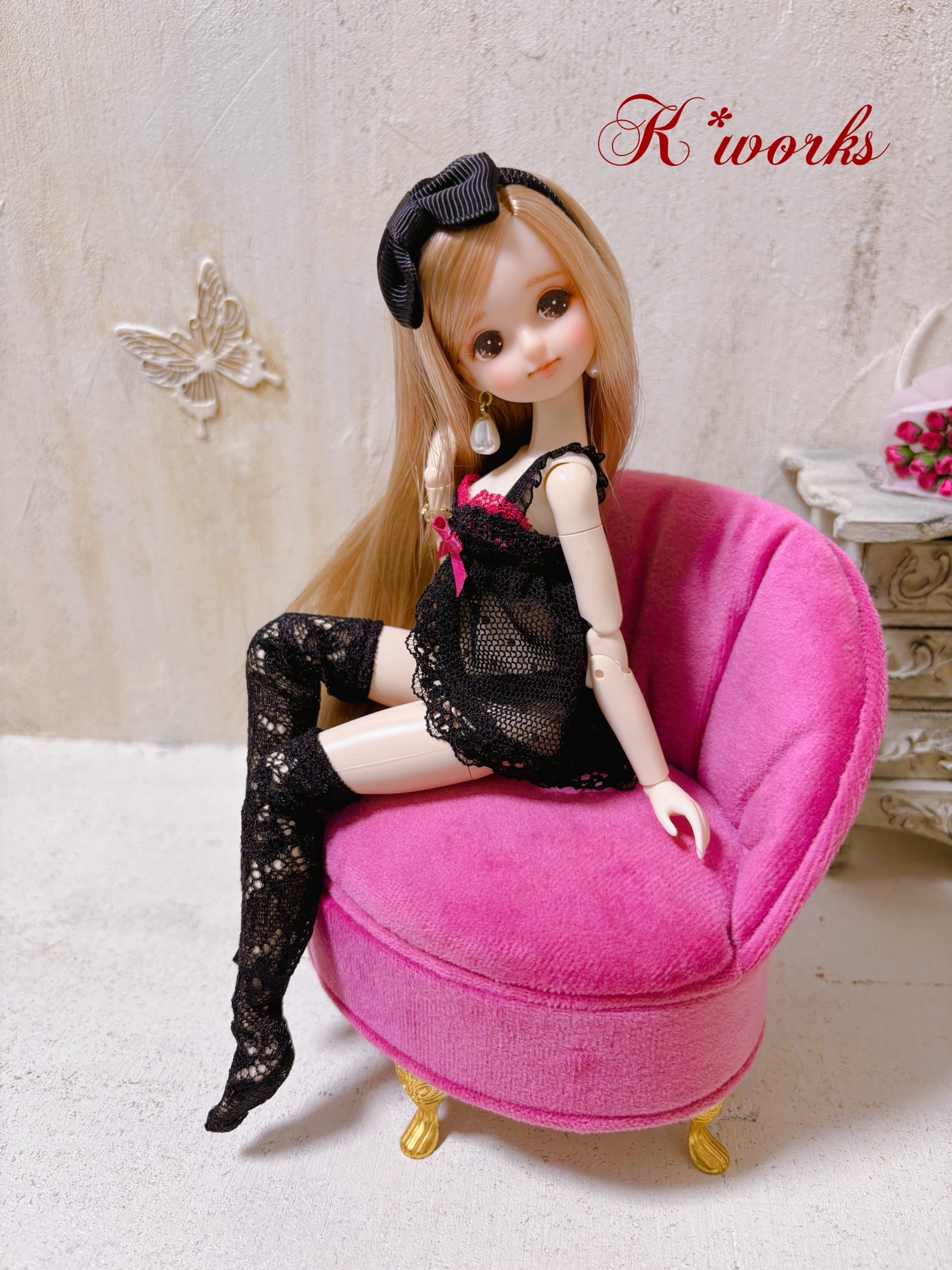 おけい様オーダー ピチピチリカちゃんアウトフィット(ハンドメイド) ハンドメイド ・初代復刻リカちゃんサイズ ・アウトフィット4点