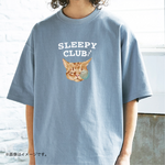 厚みのあるBIGシルエットTシャツ「SLEEPY CLUB_CAT」 /送料無料
