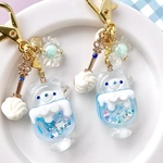 ラストくま🐻　どうぶつのクリームソーダ♡ シャカシャカレジンキーホルダー　《ソーダカラー》くま　バッグチャーム　ジャラジャラキーホルダー