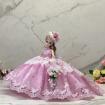 薔薇爛漫〜長〜いトレーンのドレス〜パニエ*アクセサリー付きーリカちゃんサイズ着せ替えドレス
