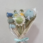【期間限定値下げ︎✿】ハンドメイド 水色系花束 枯れないお花 花束 毛糸 かぎ編み プレゼント インテリア