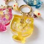【レモンイエロー】とろとろドリンクグラス　オイルキーホルダー  ハンドメイド　レジン　シェイカー　あにまるプリン天使