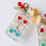 【ブルーハワイクリームソーダ×くま】　くまもちグミトレー　くまグミ　しゃかしゃかグミ　レジン　シャカシャカキーホルダー　シェイカー　シェイカーキーホルダー　あにまるアイスクリーム　さくらんぼ